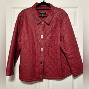 1X Dialogue Women’s Vintage Leather Latch & Twist Quilted Red Jacket Women's